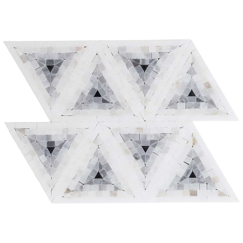 Ako 5" Triangle Marble Micro Mosaic Tile, Grigio Gray