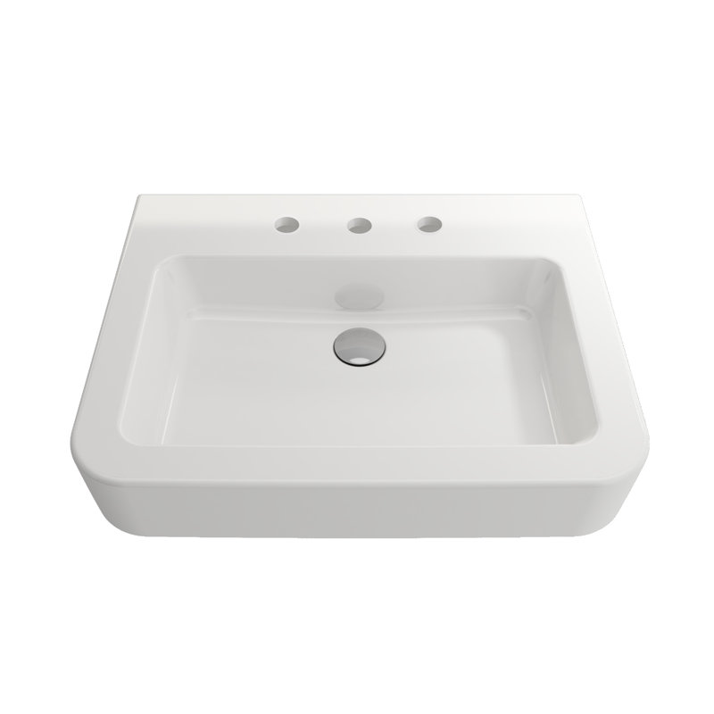Parma 25.59'' L Bathroom Sink, White, Single-Hole