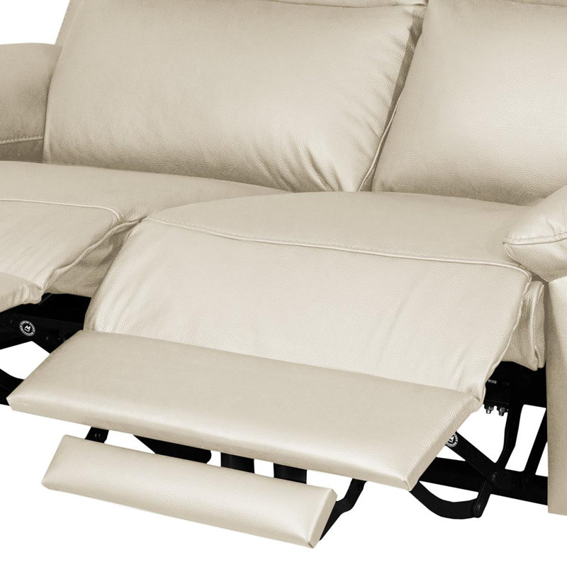 Edema Genuine Leather 2 Seater Reclining Sofa, Cream, 2