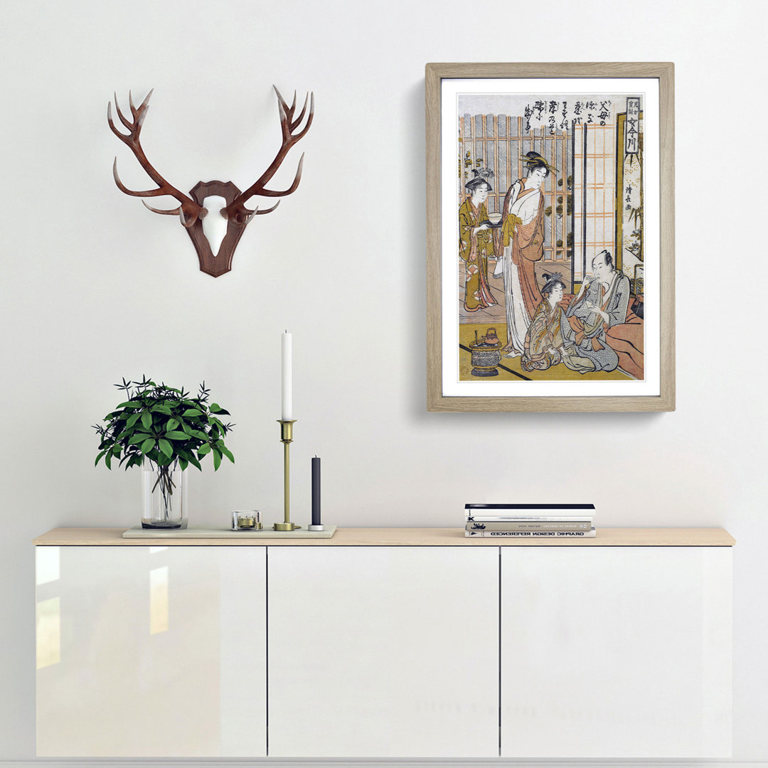Forgetting Filial Piety by Torii Kiyonaga - Framed Print