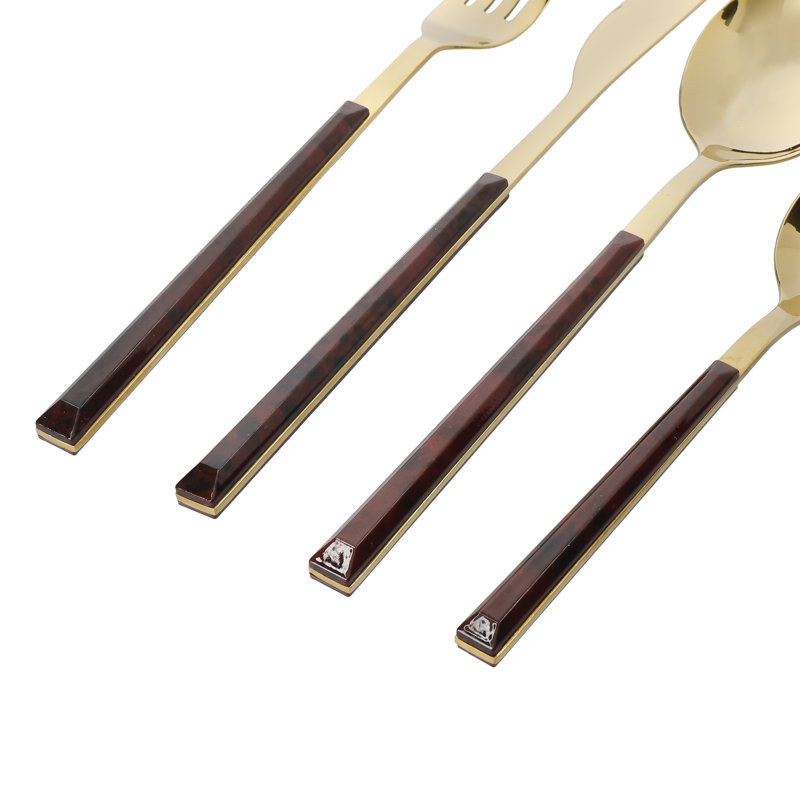 Mikasa 16-Piece Faux Tortoise Shell Cutlery Set, Stainless Steel