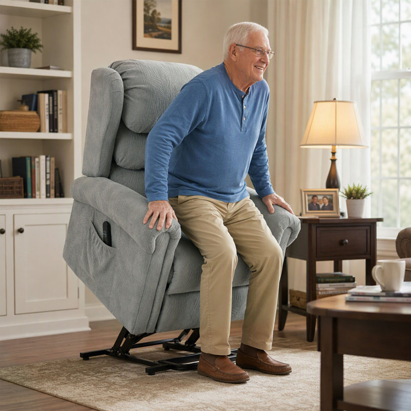 95 cm Wide Velvet Lift Assist Recliner