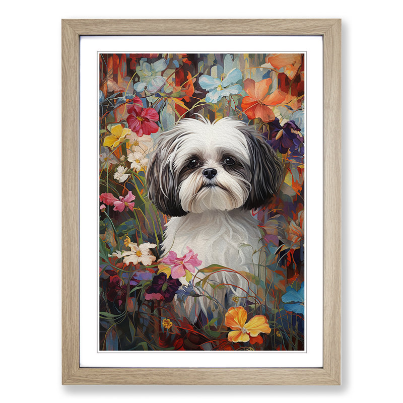 Shih Tzu Contemporary - Framed Print, Oak, 64cm H x 46cm W x 2cm D
