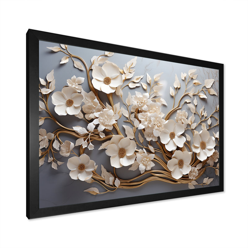 «White Orchid Tree Garden of Branches 7», reproduction d'art sur toile florale abstraite - reproduction d'orchidée sur toile