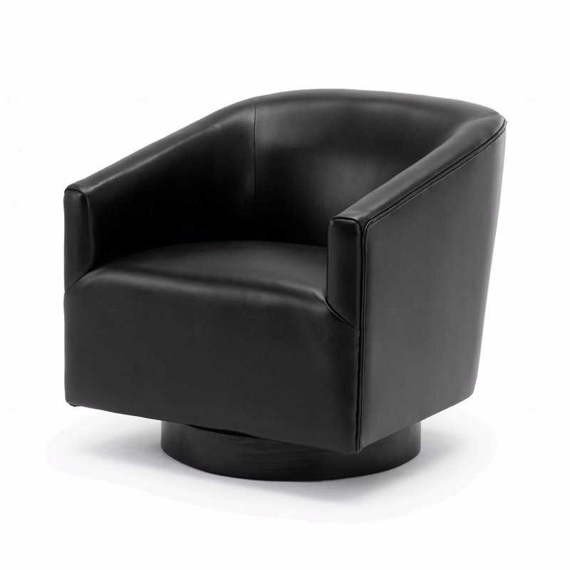 Black Wood Base Swivel Function Chair, Black