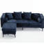 Canapé modulaire 3 places avec accoudoirs carrés en chenille 3 places, bleu, avec rangement-1617571010