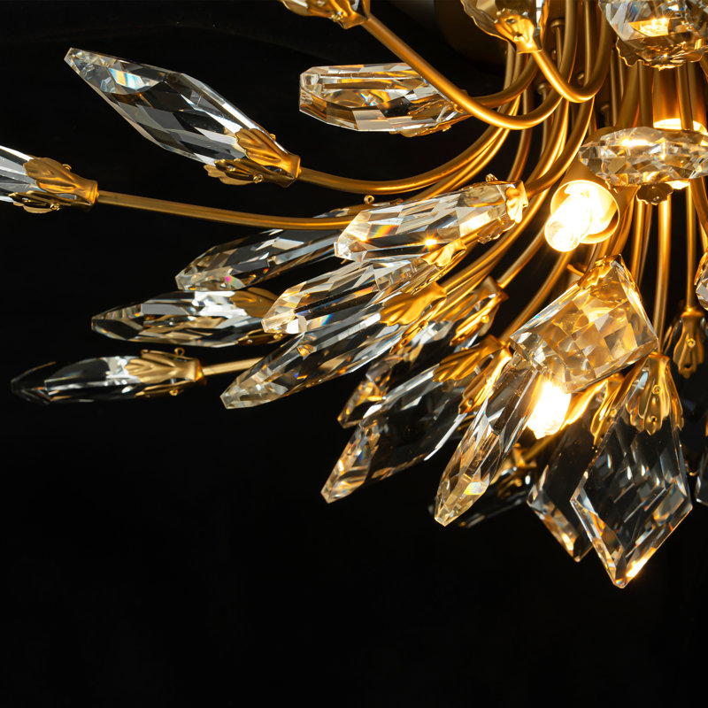 Kaianna 4 - Light Dimmable Unique/Statement Sputnik Flush Mount with Crystal Accents, Brushed Gold