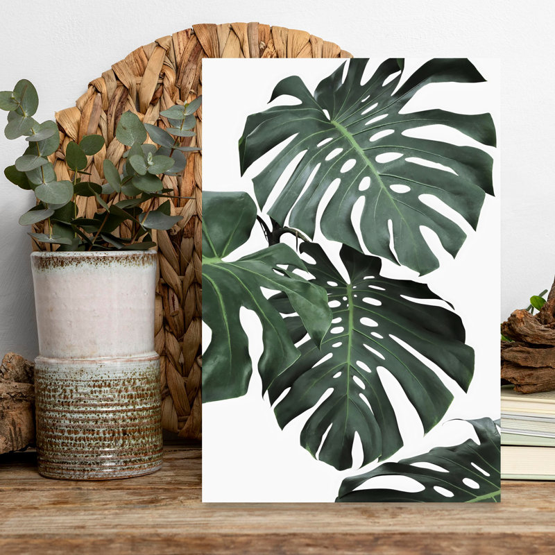 Art mural contemporain abstrait Monstera II, 18" H x 12" W