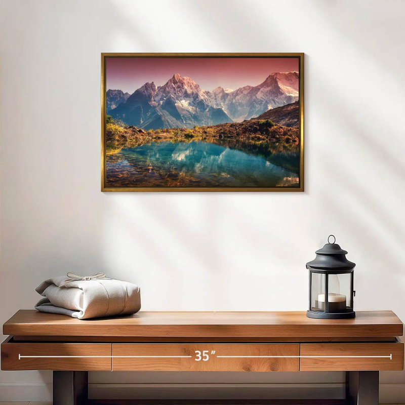 Himalaya à couper le souffle, 19 po x 13 po, Cadre flottant doré