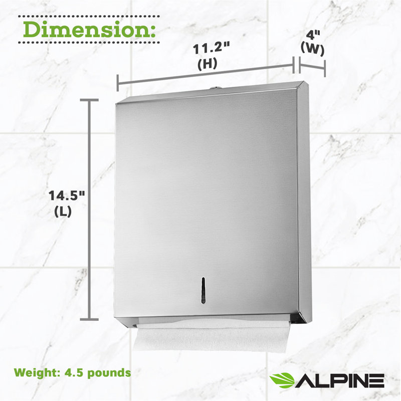 Distributeur de papier essuie-tout en acier inoxydable, Argent argent