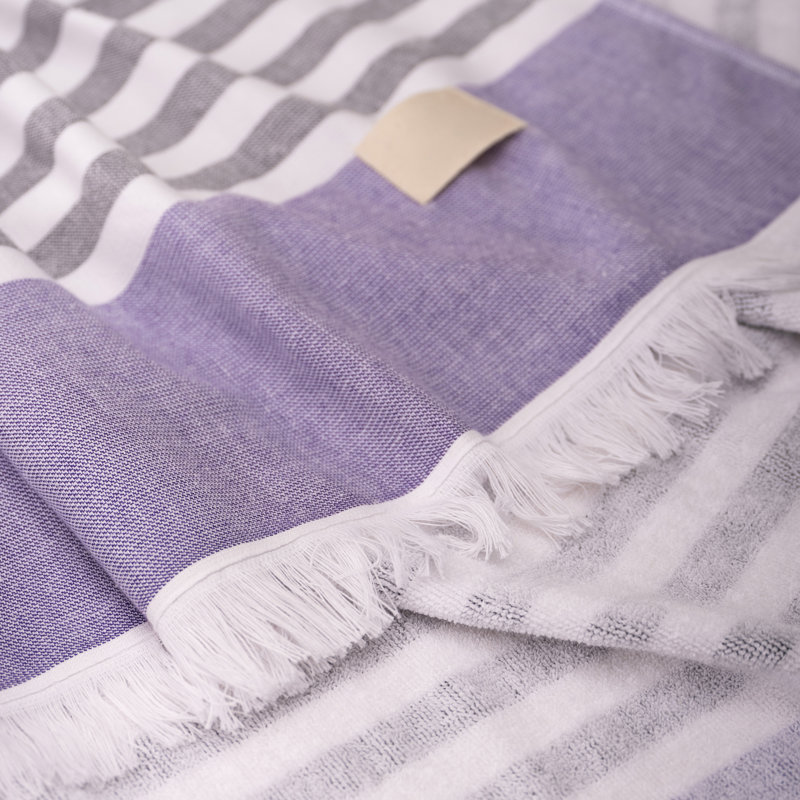 Serviettes de plage 100% coton 35 x 60 po Peshtemal, Mauve, 4 pièces