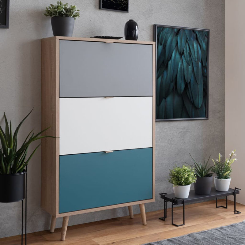Finori Shoe Cabinet Sonoma Oak/Tricolour