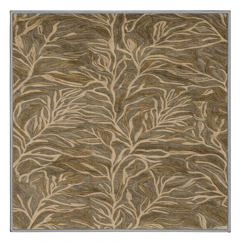 Machine Washable Nature Brown Area Rug, Square 5'