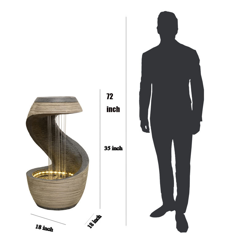 Hanora Hand Crafted Weather Resistant Floor Fountain with Light