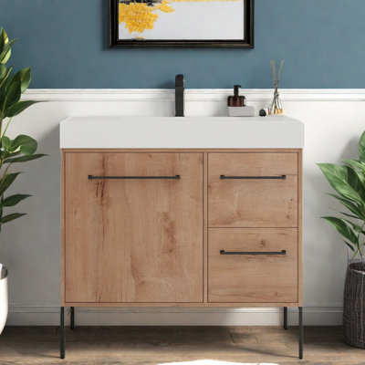Modern Vanity Cabinet And Sink, 36 Inch Plywood Storage For Home