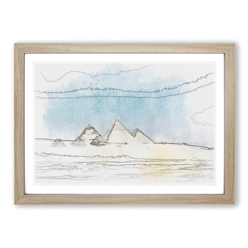 Giza Necropolis Pyramids in Egypt - Picture Frame Graphic Art Print, 62cm H x 87cm W x 2cm D, Oak Framed
