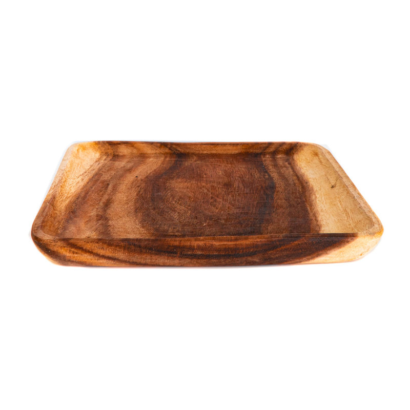 Assiette à salade carrée en bois d'acacia