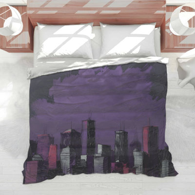 Purple City Skyline Comforter