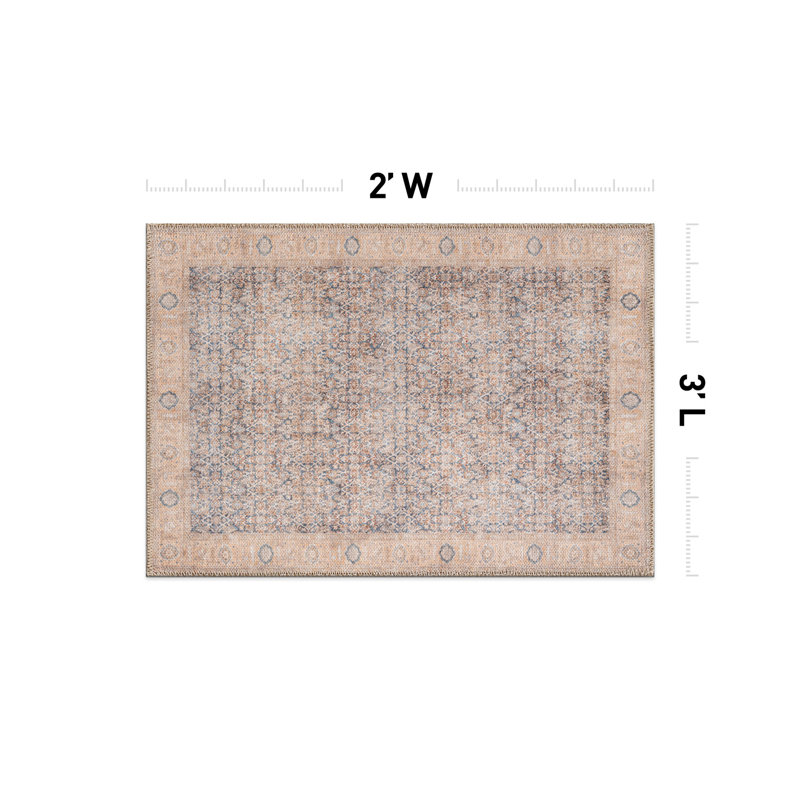 Tapis médaillon bleu délavé Elise, Rectangulaire 2 pi x 3 pi
