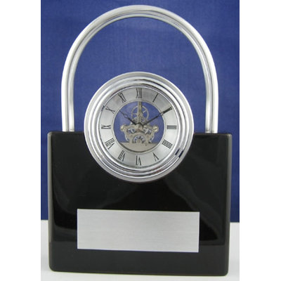 Analog Mahogany Wood Quartz Movement / Crystal Tabletop Clock with Alarm in Black