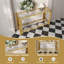 Top And Bottom Double Layer Tempered Glass Console Table And Mirror Finished Stainless Steel Frame-1997005441-1997005440