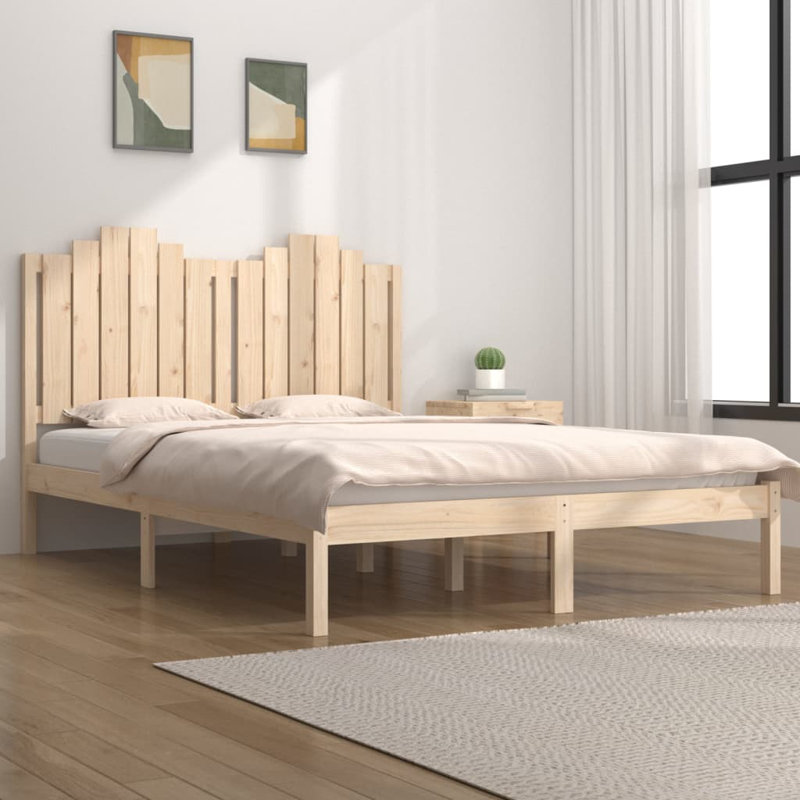 Bed Frame Solid Wood, Double (4'6), Natural