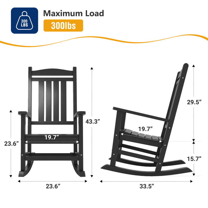 Reather Estate Outdoor Rocking Chair, Black