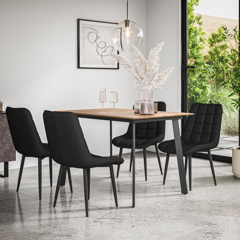 Danyll 6 - Person Dining Set, Oak/Black/Black