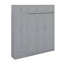 Grand lit escamotable mural avec armoire supérieure, tablettes et garde-robe-837721457