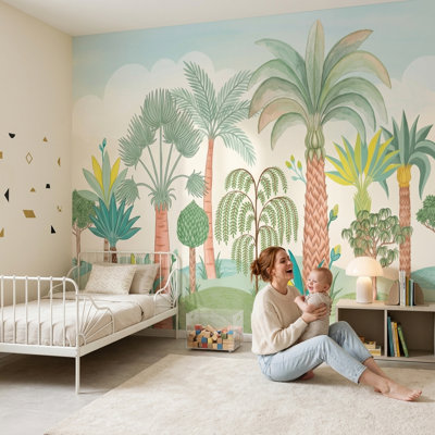 Tropical Wallpaper Palm Trees Botanical Removable Wall Decor