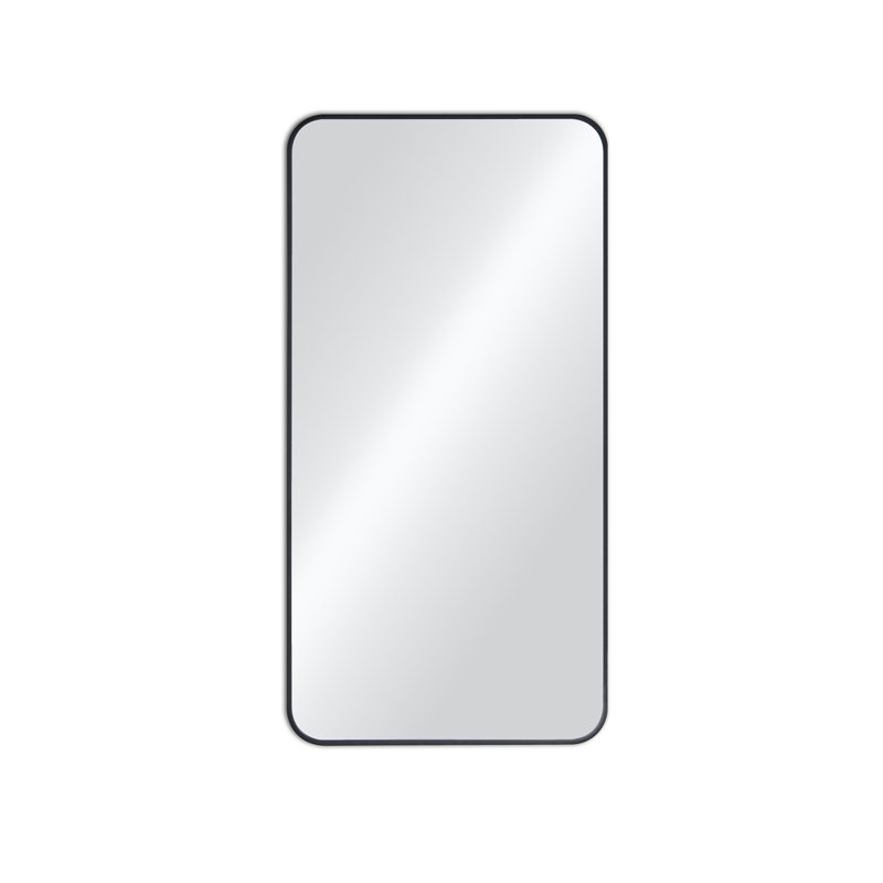 Premium Metal Frame Shatterproof Wall Mount Mirror - FM2, 36" x 18", Matte Black