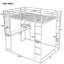 Lit mezzanine double en métal avec 2 tablettes et 1 bureau, noir (Ancien SKU: LP000191AAB)