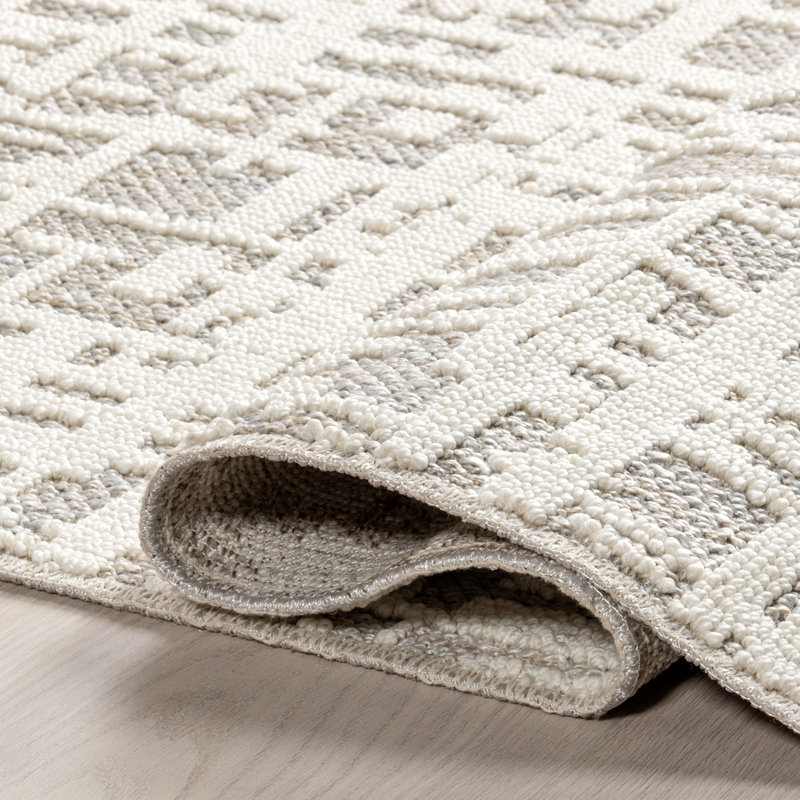 Rectangle Amity Abstract Machine Woven Polyester Area Rug in Ivory, Rectangle 7'10" x 10'