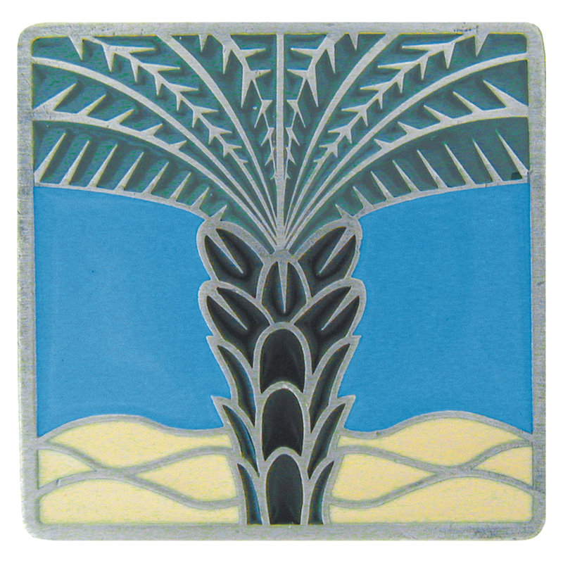 Square Knob, Antique Pewter / Periwinkle