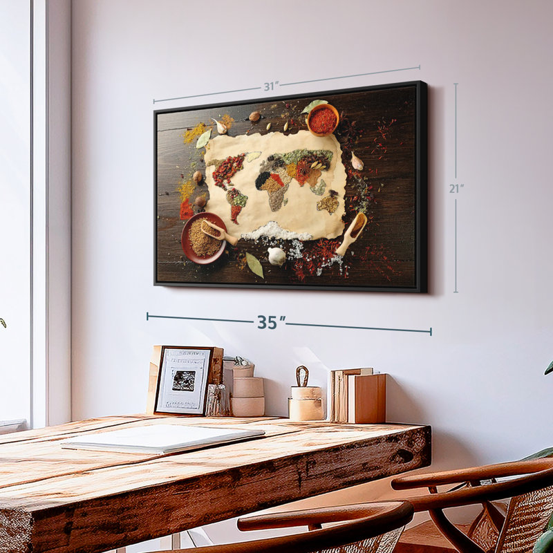 "Carte du monde des épices, art mural", H 21 po x l 31 po