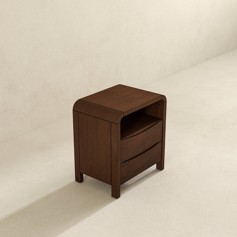 Lionel Mid Century Modern Wood Nightstand 2-Drawer