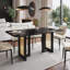 Table de salle à manger moderne 6 places avec accents dorés, noir et or