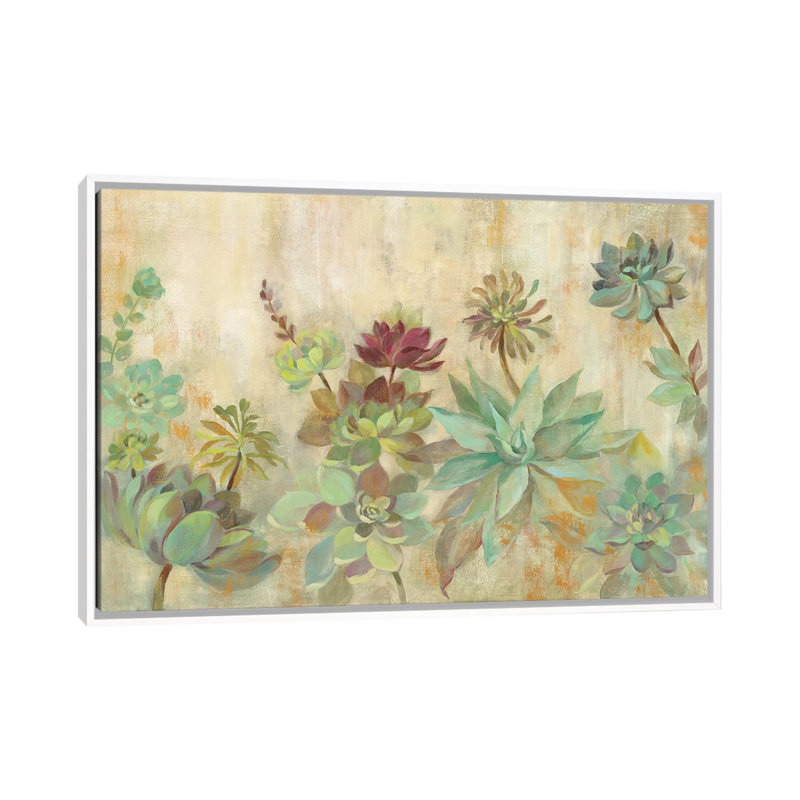 «Succulent Garden» par Silvia Vassileva - reproduction d'art, H 26 po x l 40 po x 1,5 po, Toile blanche encadrée
