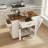 Rustic White 46" Mobile Kitchen Island with Power Outlet, Adjustable Shelf & Drawer - Wheeled Breakfast Bar Cart for Storage
