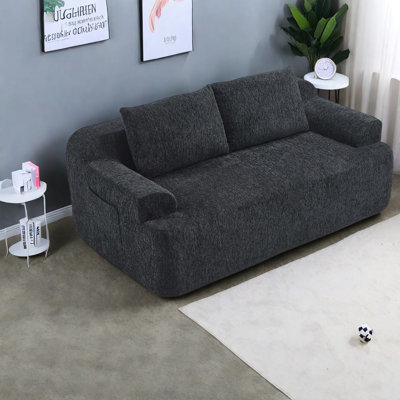 Compression Sofas with Storage, 67 Inch Foam Modern Loveseat for Small Home