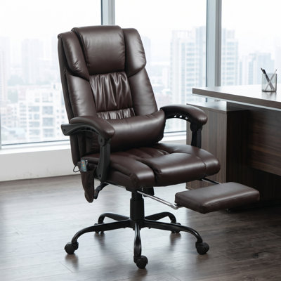 Fauteuil de bureau massant à 6 points vibrants, fauteuil de bureau inclinable à haut dossier