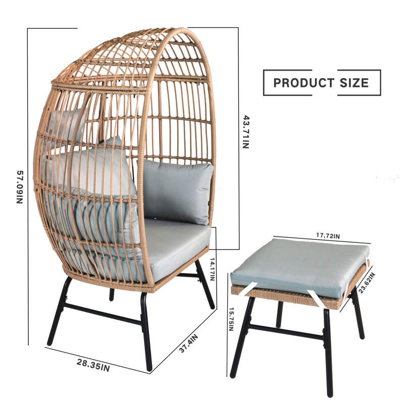 Codrey 1 Person Egg Chair, Gray