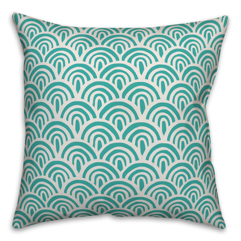  Coussin extérieur Abstract Abstract, 18 po x 18 po, Pas de bourre, Aqua / crème