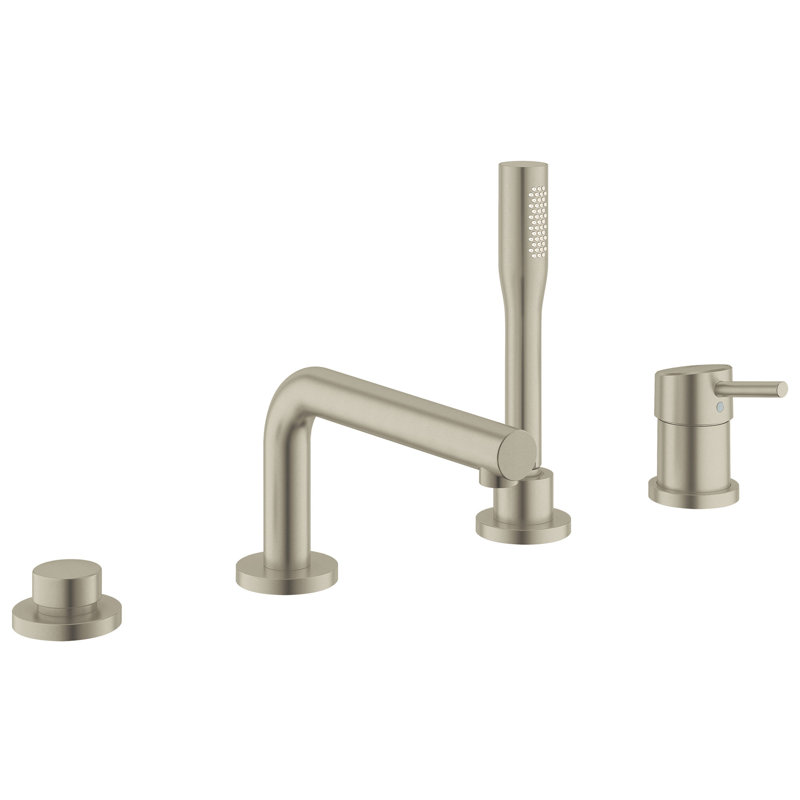 Concetto™ Single Handle Deck Mounted Roman Tub Faucet Trim with Diverter and Handshower, Brushed Nickel Infinity
