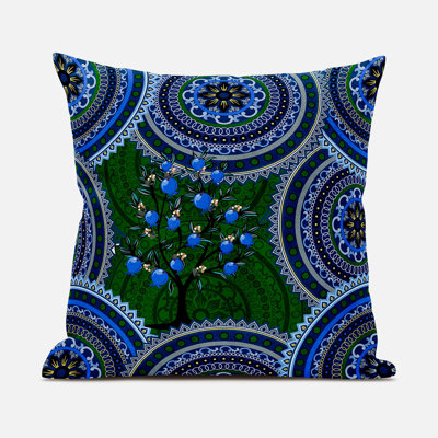 Polyester Blend Throw Square Indoor/Outdoor Pillow Cover & Insert