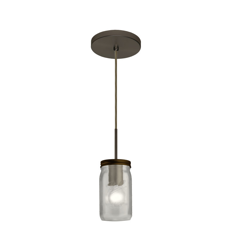 1 - Light Single Pendant, Brushed Bronze, White