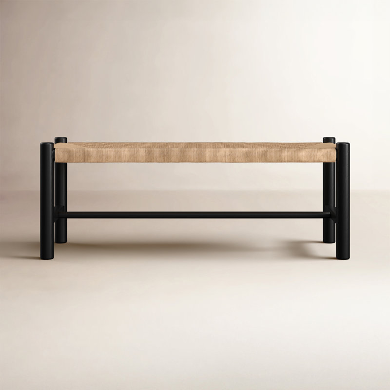 HAWTHORN BENCH LARGE BLACK, 18" H x 48" W x 17" D, Black