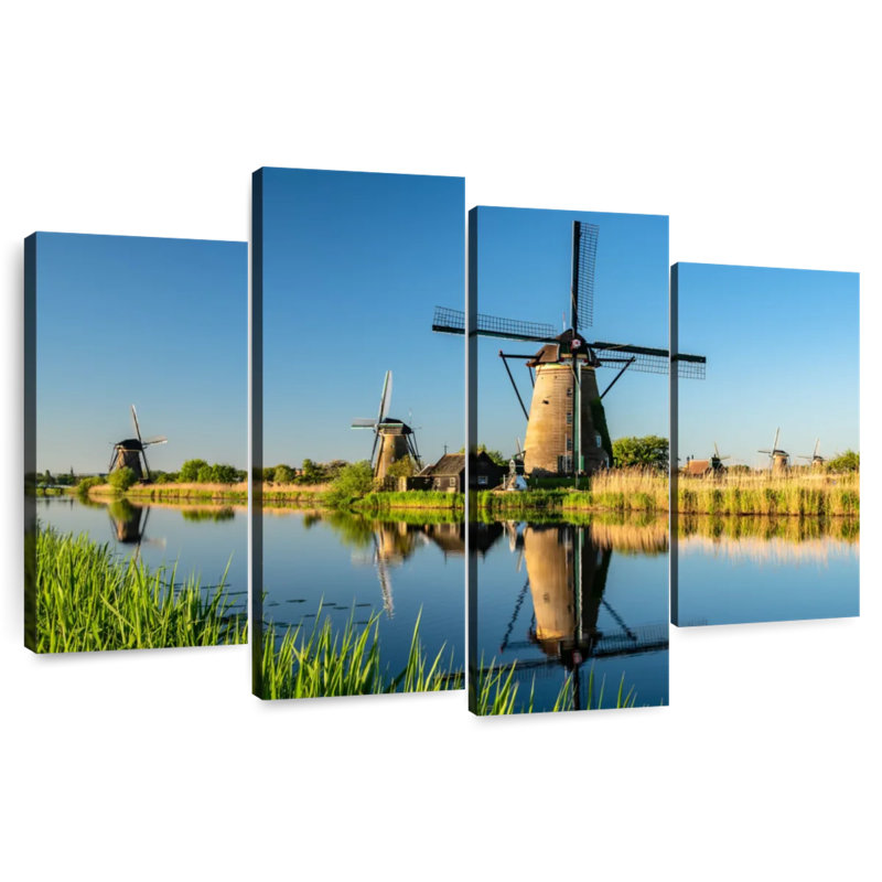 Alvord Kinderdijk, moulins à vent au lever du soleil, H 27 po x l 43 po