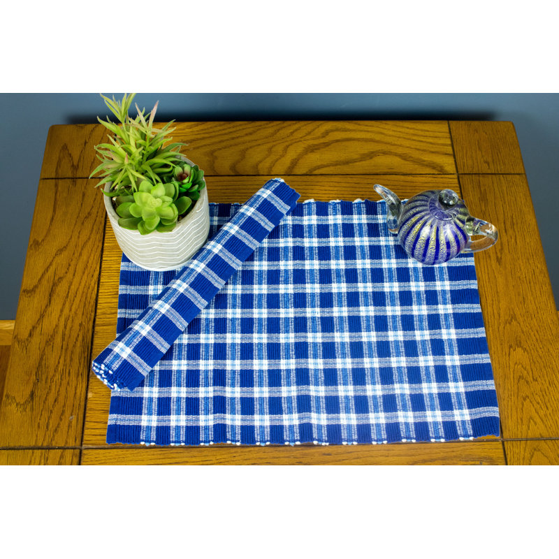 Ensemble de 6 napperons Bludabu, À damier, Bleu