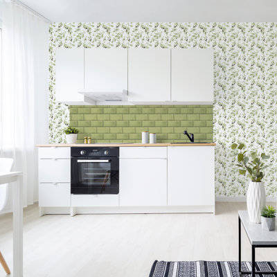 Just Kitchens Olive Leaf Drupe 33' L x 21" W Wallpaper Roll